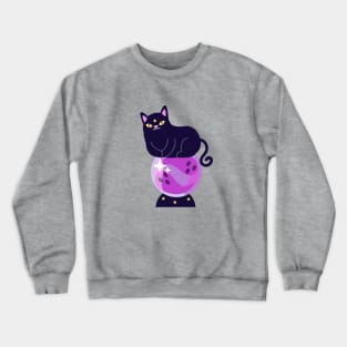 Black cat and crystal ball Crewneck Sweatshirt